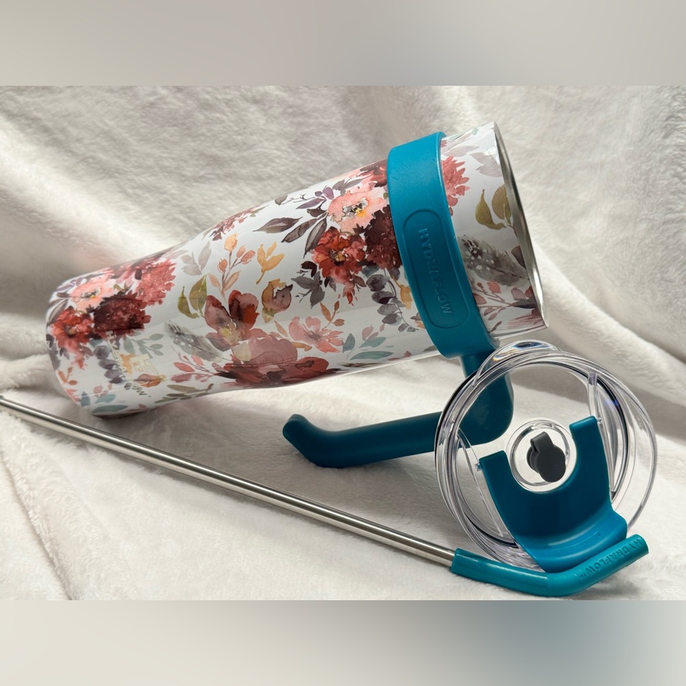Hydro Flask Floral Tumbler with Blue Handle - Picture 2 of 2